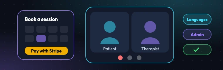 Session booking with Stripe payment and a video call between patient and therapist